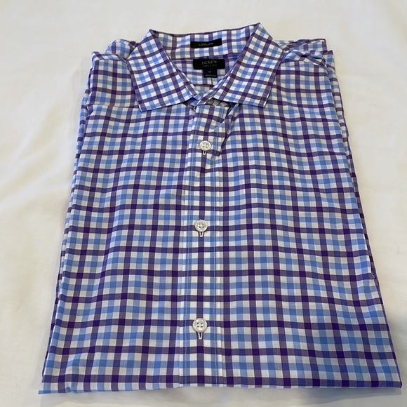 J-Crew Ludlow 2 PLY Medium L/Sleeve Slim Cut Shirt Purple/Blue/White - Picture 1 of 8